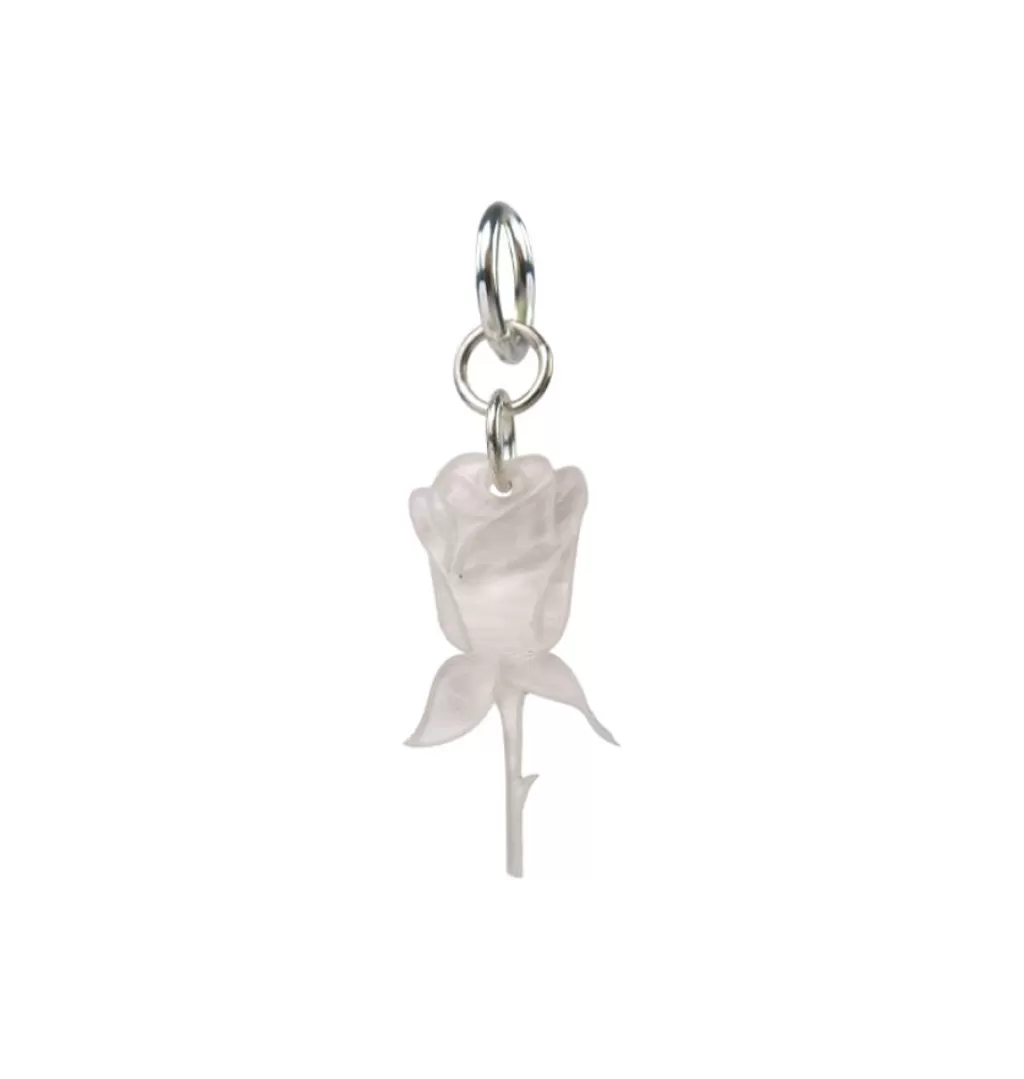 New WOS White Rose Single Earring Silver