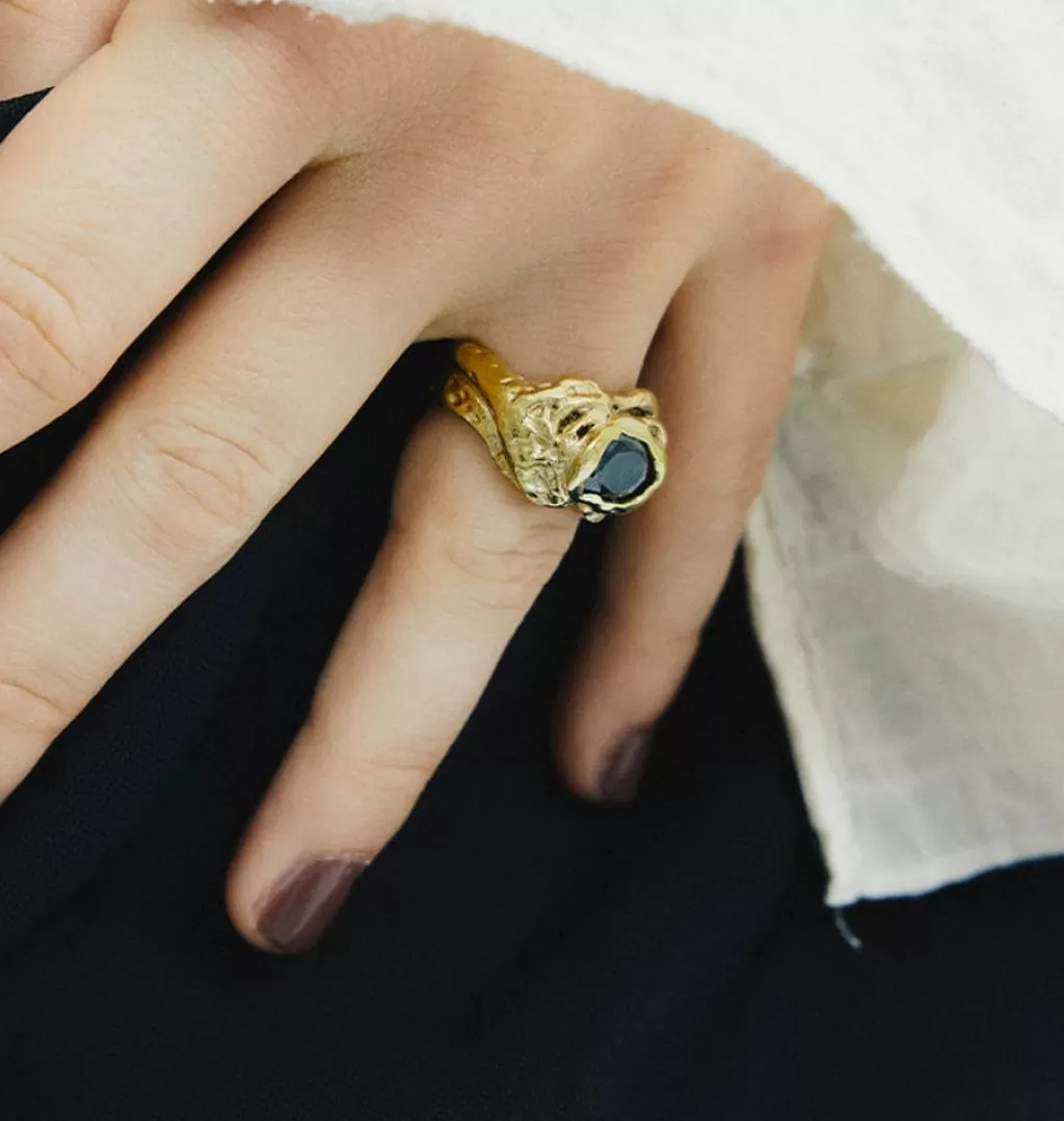 Cheap WOS Zirkon Black Ring Gold