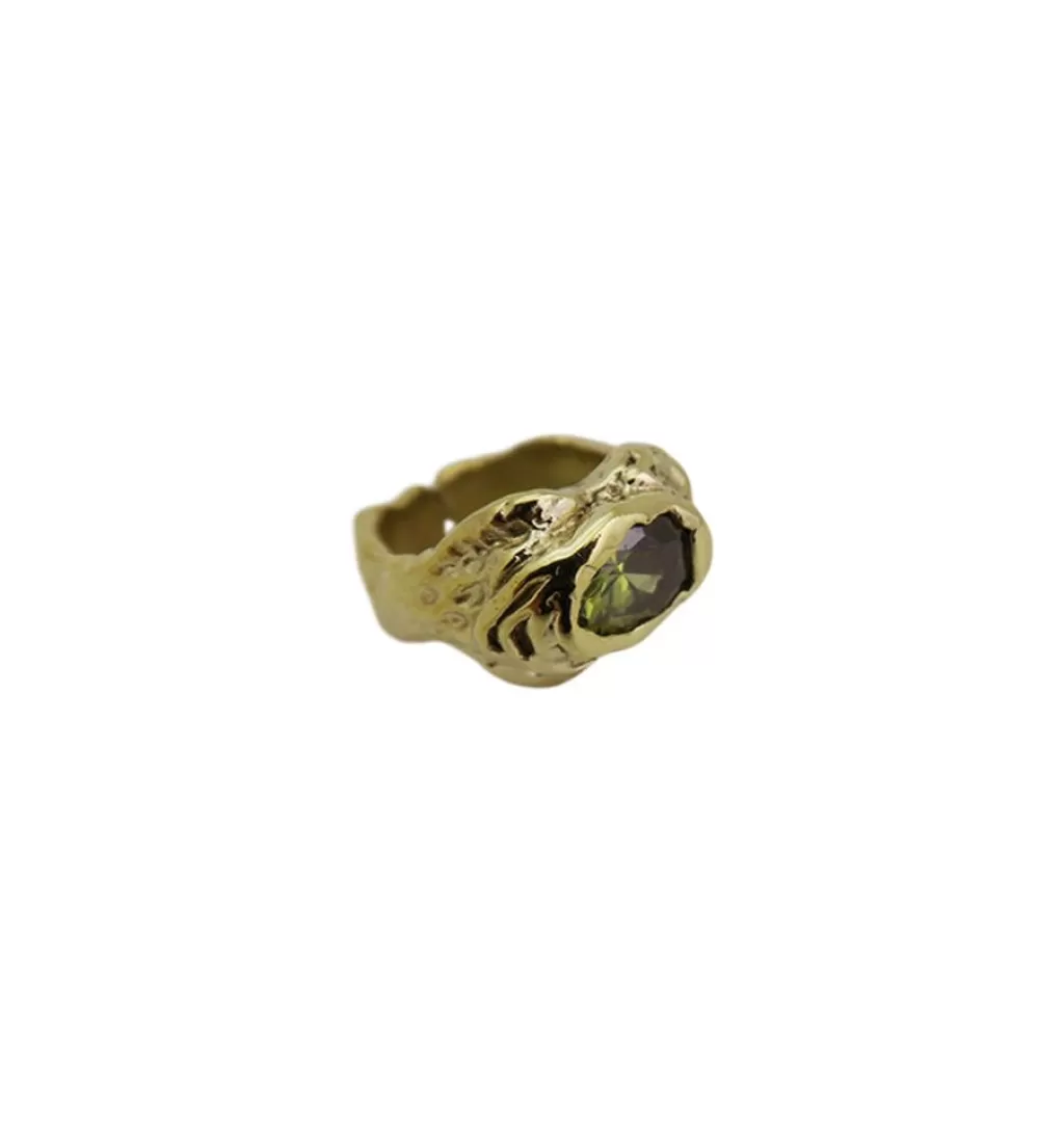 Fashion WOS Zirkon Green Ring Gold