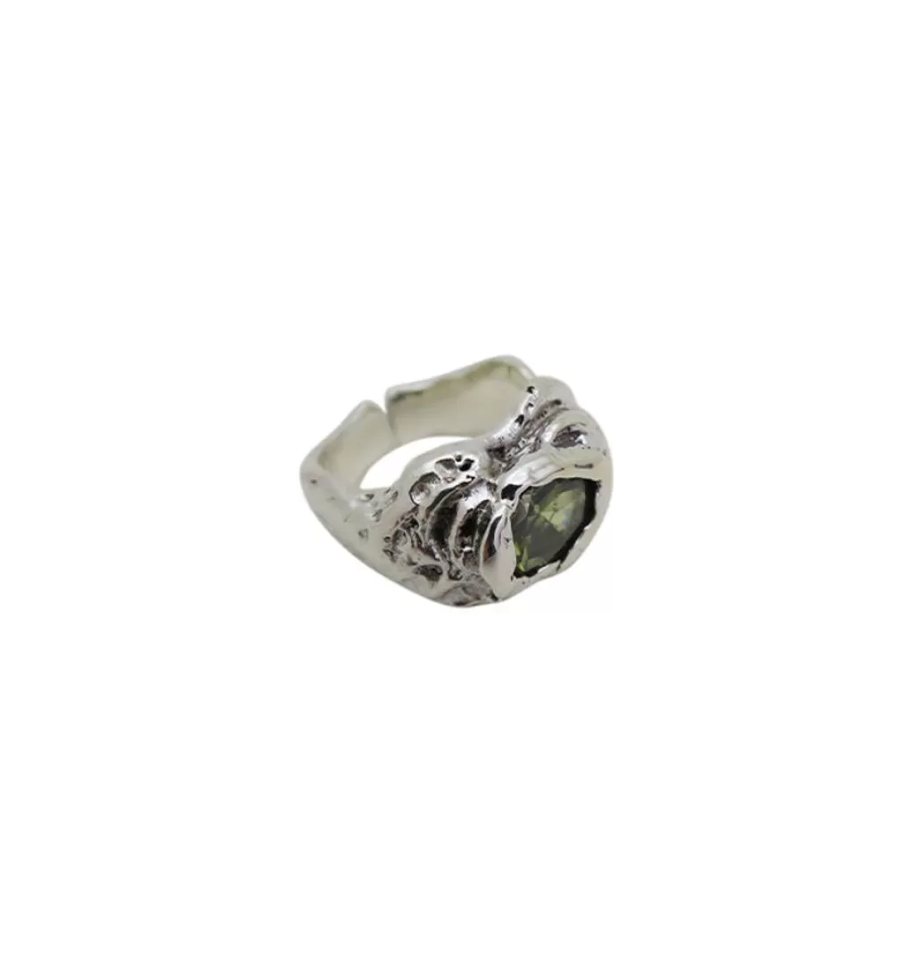 Clearance WOS Zirkon Green Ring Silver